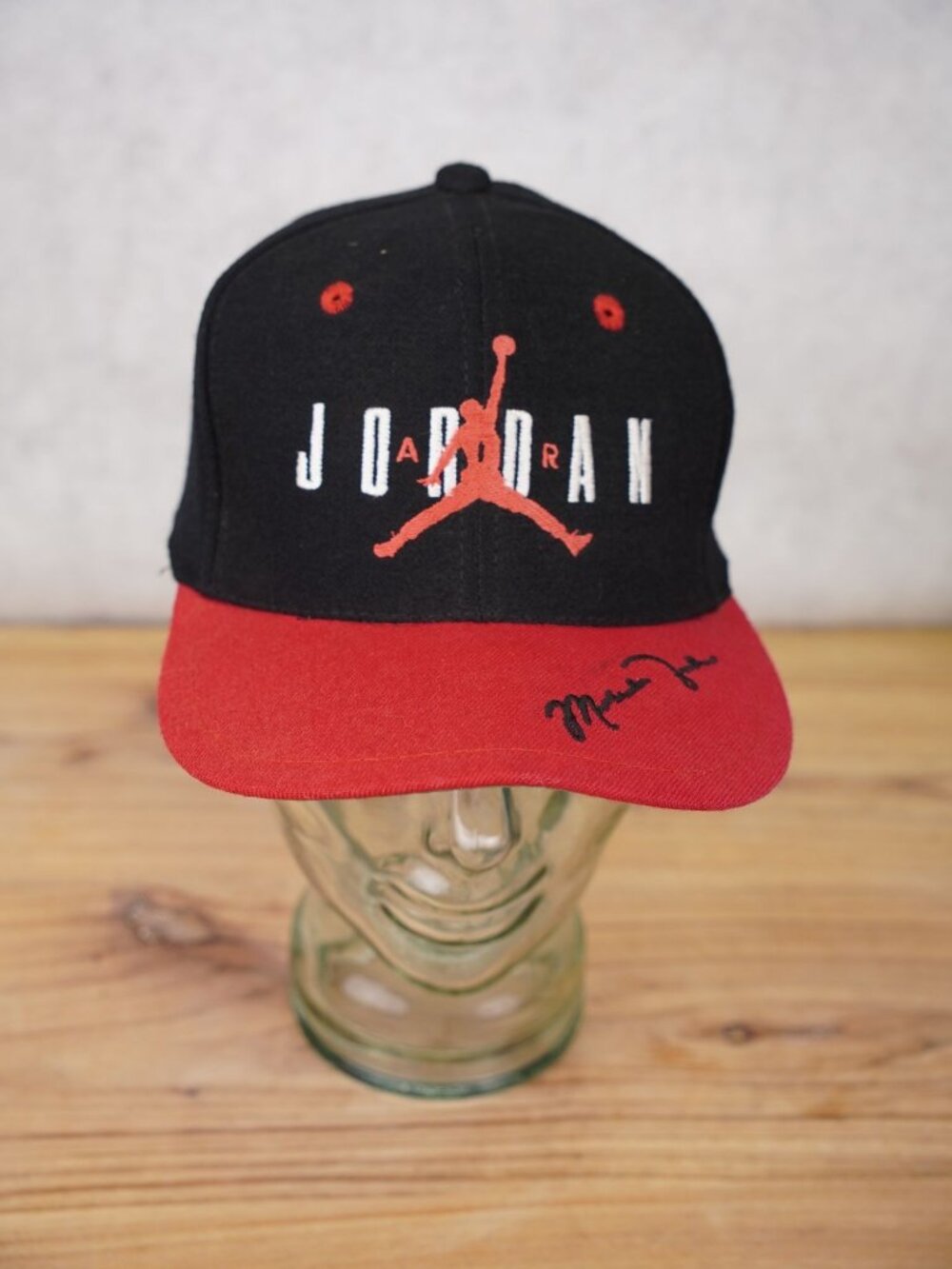VTG Nike Air Jordan Wool Black Red Snapback Cap Jumpman Embroidered Signature